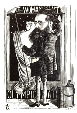 Caricature of Wilkie Collins, Frederick Waddy, 1872