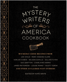 Black book cover trimmed with gold for The Mystery Writers of America Cookbook