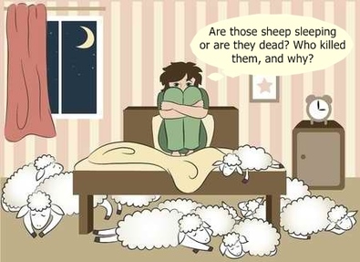 10 sheep sleep while a woman awake in bed wonders if they're asleep or dead, who killed them and why