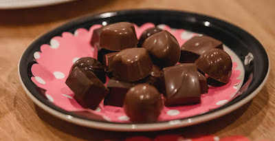 Plate of chocolates with fillings
