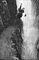 Holmes at Reichenbach Falls illustrated by Sidney Paget